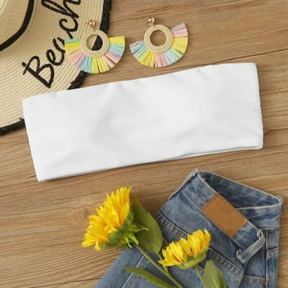 NWT XL, High Waist, Bandeau Bikini Set in White - Picture 7 of 11